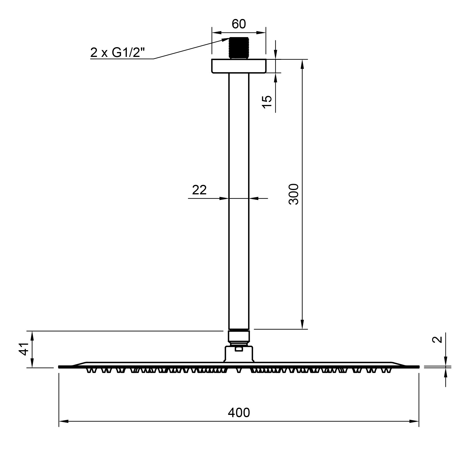 PaulGurkes Unterputz Duschsystem XXL 40cm mit Thermostat