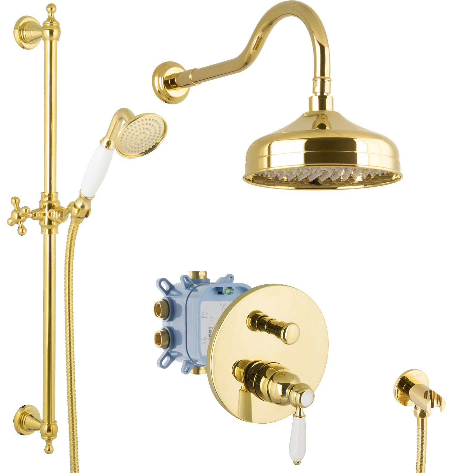 PaulGurkes Regendusche Set Unterputz Gold Duschsystem Luxus Dusche Komplett