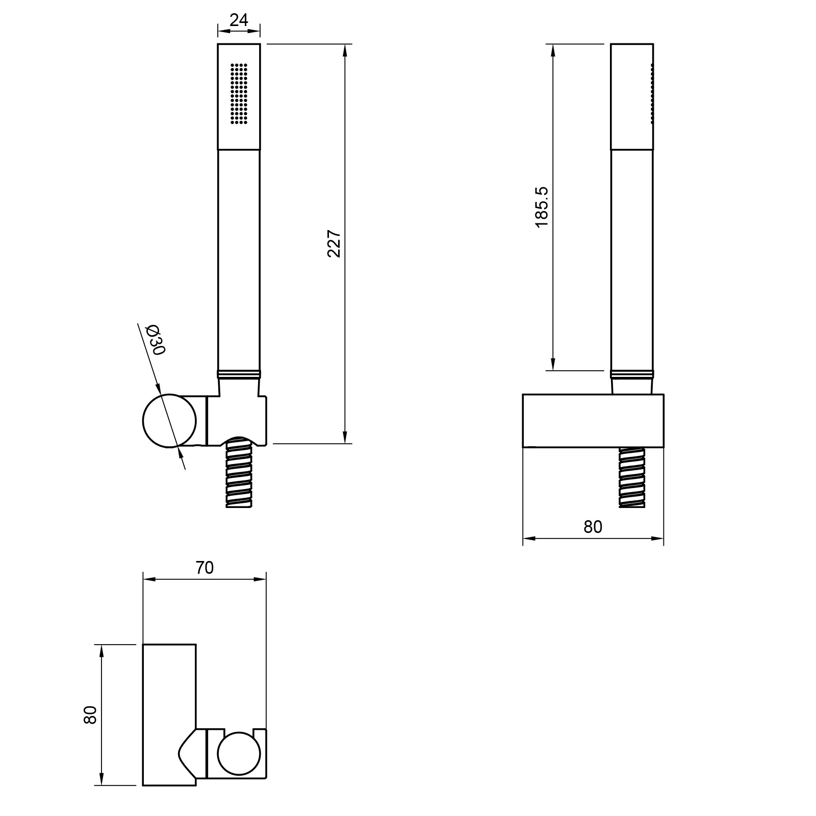 PaulGurkes Regendusche Duschsystem unterputz Messing 30cm Thermostat Deckenmontage