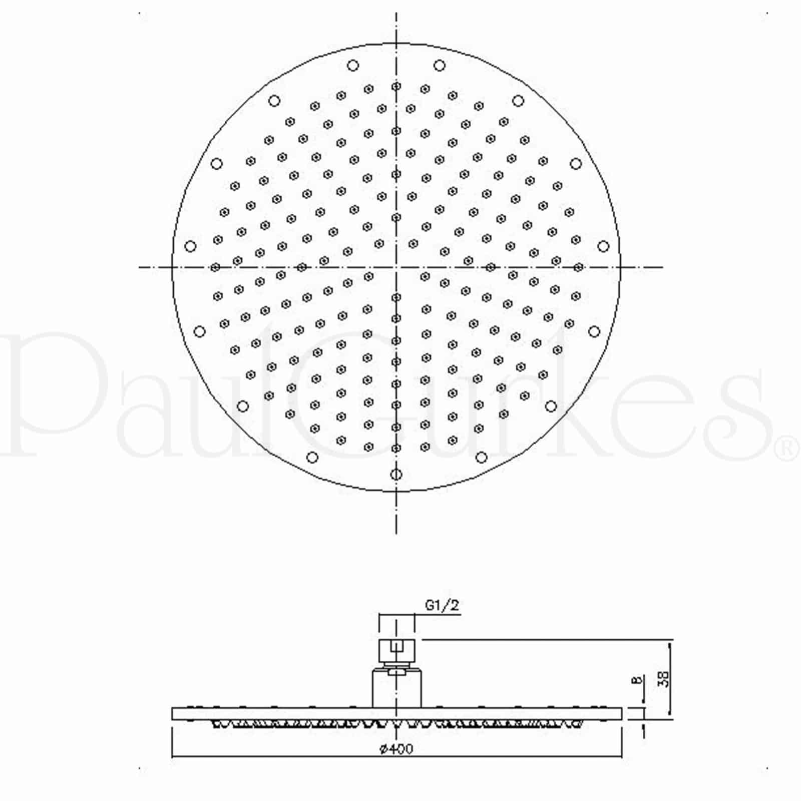 PaulGurkes Regendusche Duschsystem unterputz Messing 30cm Thermostat Deckenmontage