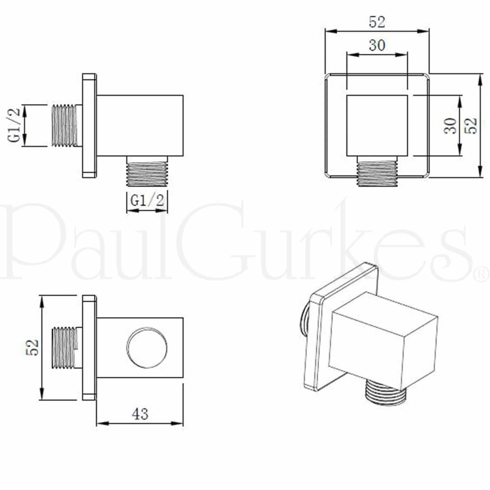 PaulGurkes Unterputz Duschsystem 20cm Deckenmontage